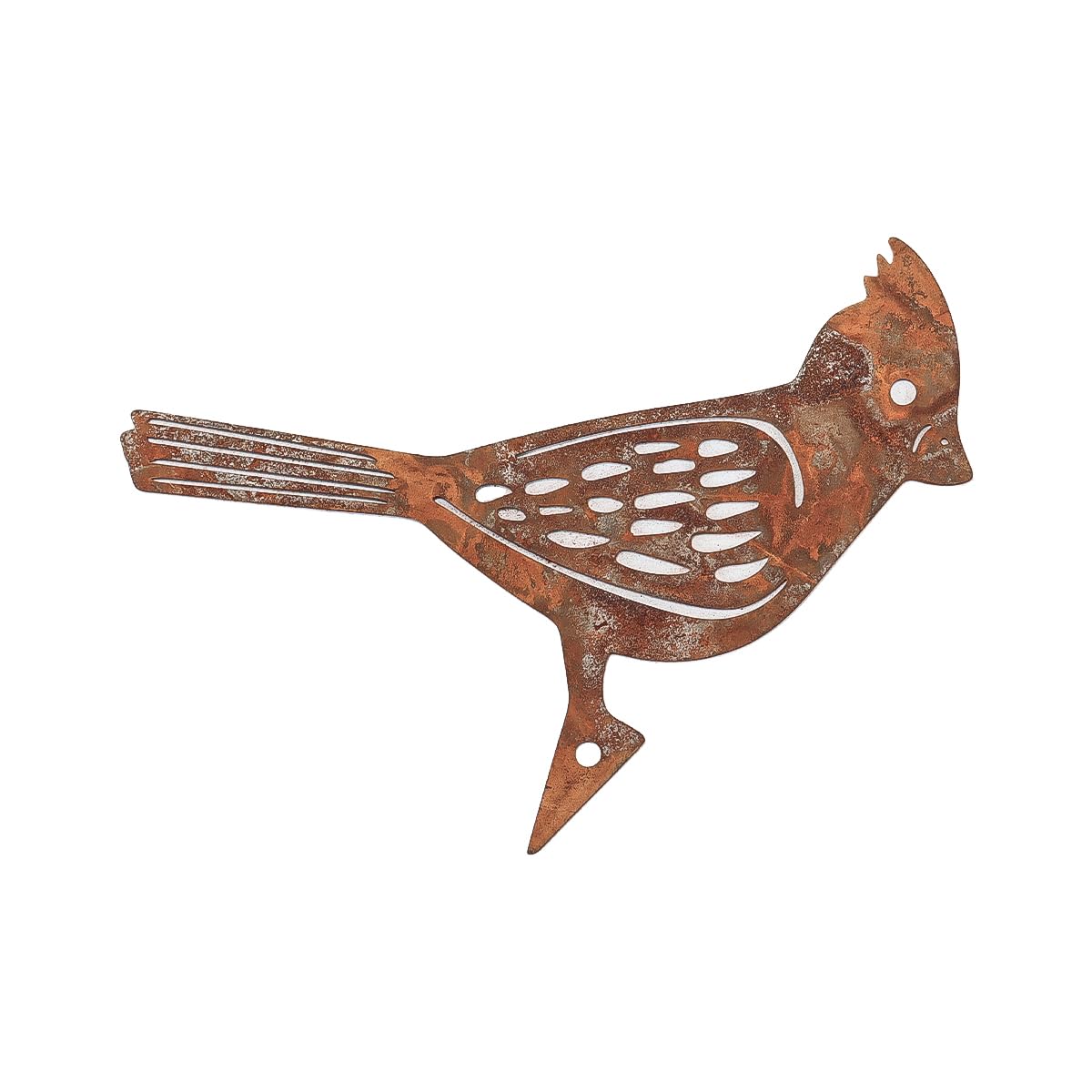 Paquete de 4 estacas de metal con pátina rústica para pájaros, ideales para vallas de madera y adornos de jardín.