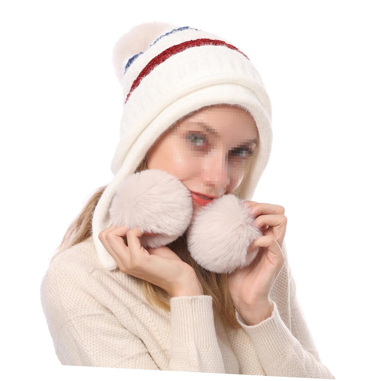CALLARON 3piezas Gorro De Esquí De Lana Para Mujer Pompones Caliente y Ligero Para Actividades Al Aire Climas Fríos Color Beige