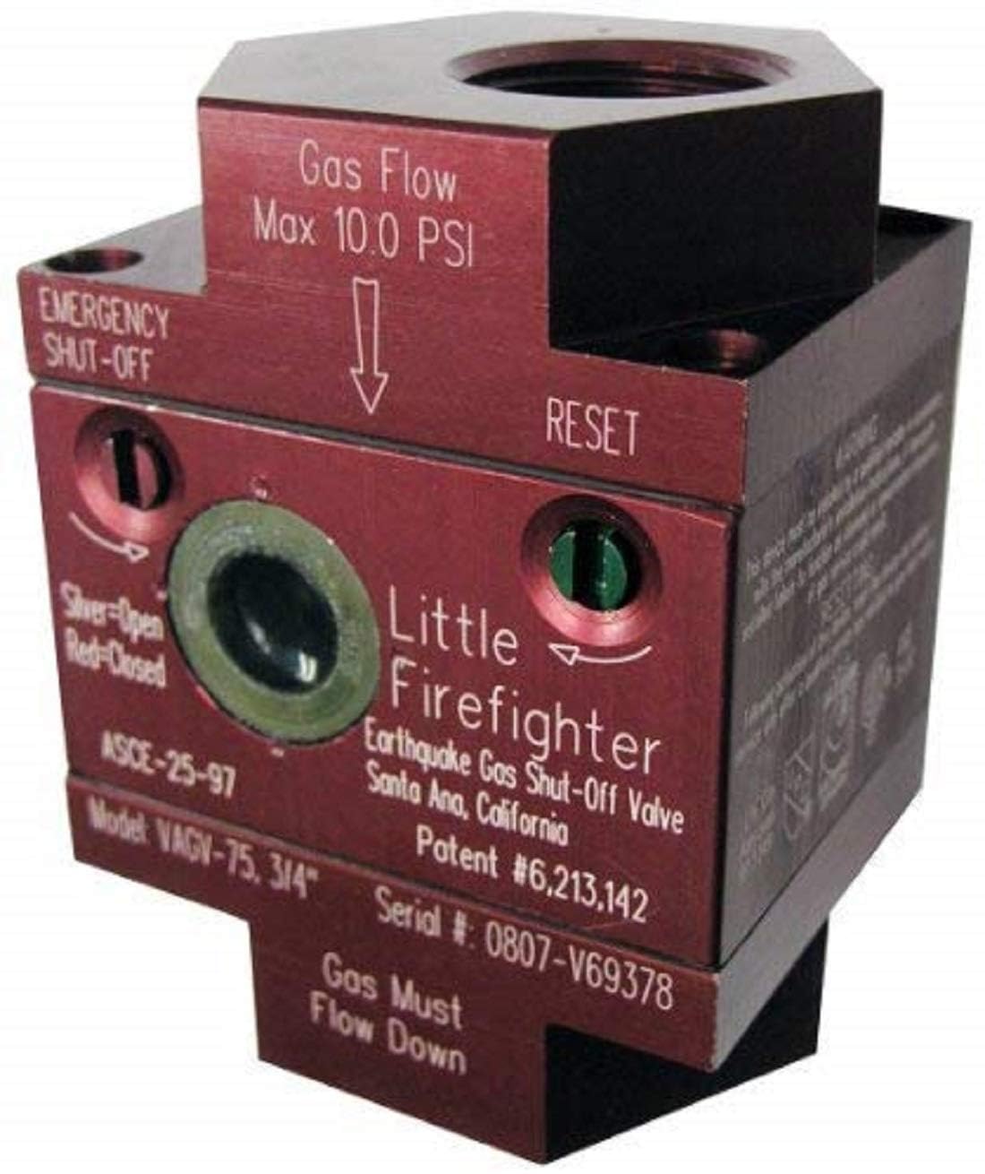 Watts Little Firefighter Earthquake Gas Shutoff Vertical Valve