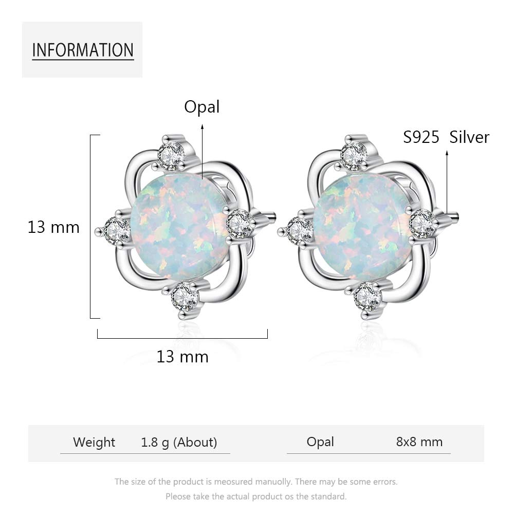 SALAN 925 Sterling Silber Opal Ohrstecker Für Frauen Silber Zirkonia Ohrstecker Bridal Hochzeit Schmuck