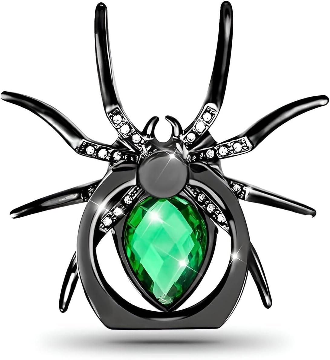Green Spider Phone Ring Holder – 360° Rotation Grip Stand for Smartphones, Adjustable Finger Kickstand with Strong Adhesive for Cellphone Mobile Devices – Anti-Slip & Durable Design