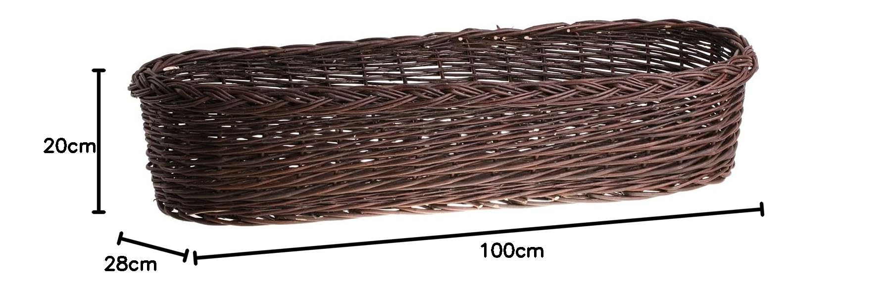 e-wicker24 Jardiniére Ovale pour Plantes,Cache-Pot Pot de Fleurs boîte à Fleurs en Osier Marron Naturel,Pots de Fleurs (100 x 28, H: 18) (80x28 H18)