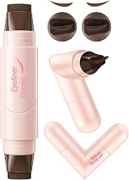Erinde Tampon Eyeliner Yeux Marron, Eye Liner Stamp Double Embout Précis, Pointe Ailée Symétrique Gauche Droite, Rotation 90° Application Facile, Waterproof, Symétrie Parfaite Regard Sculpté #Marron