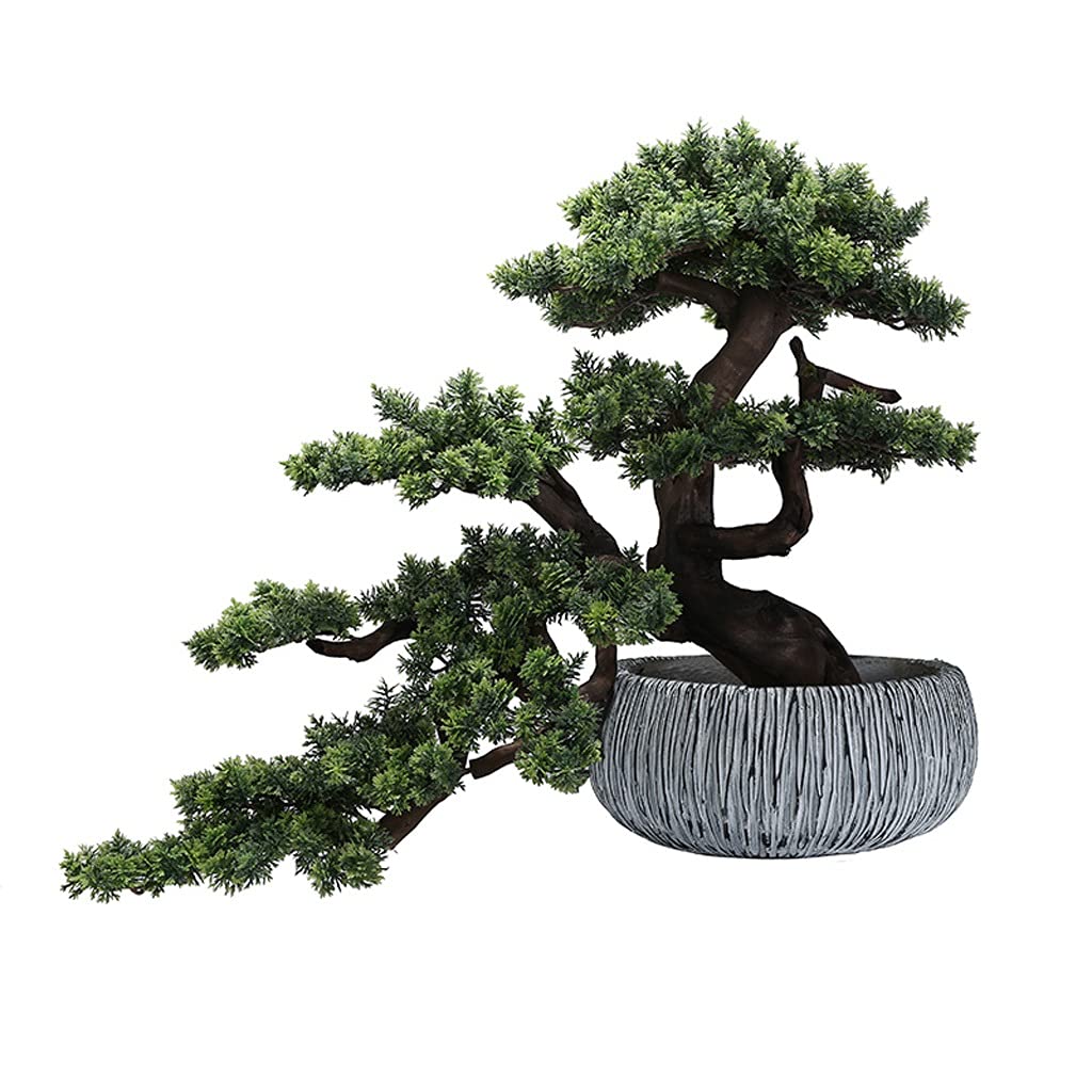 HCZKIUJY Artificial Bonsai Tree Artificial Plant Welcoming Songya Cypress Bonsai Zen Fake Plant Bonsai for Modern Decoration of Indoor and Outdoor Home Office Fake Plant Decoration