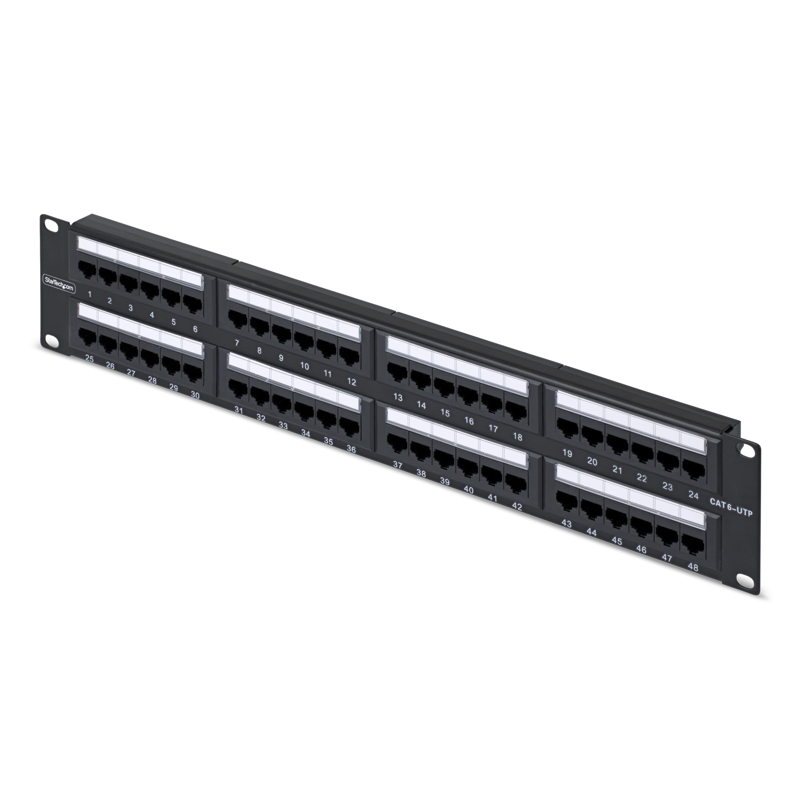 48-PORT 2U CAT6 UTP PATCH PANEL SUPPORTS 10/100/1000 ETHERNET; FITS STANDARD 19I