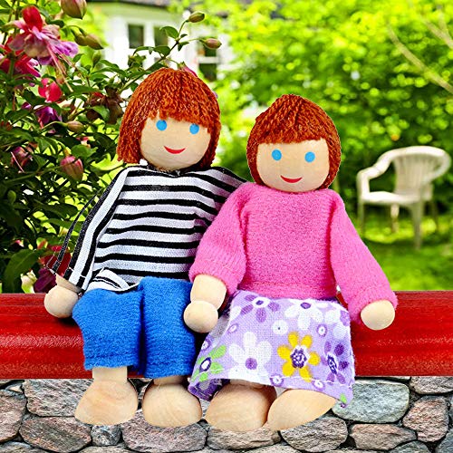 Lifreer Puppenhäuser 1 Packung Puppenhaus aus Holz Puppenhaus Möbelsets von 7 Personen Puppenhauszubehör für Puppenhaus Kinder Kinderspielzeug, Haus Familienmöbel Miniatur – Bild 6