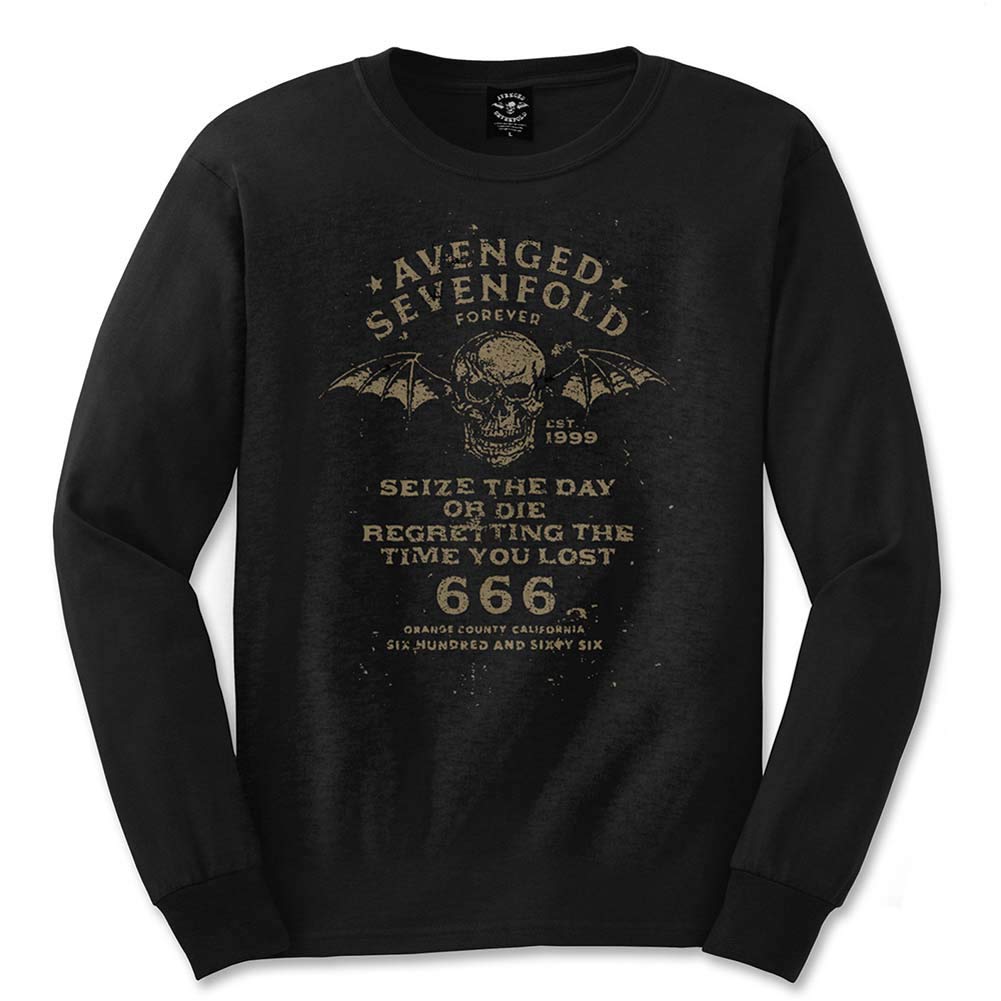 Avenged Seven Fold Men's Avenged Sevenfold Seize the Day T-Shirt, Black (Black Black), X-Large