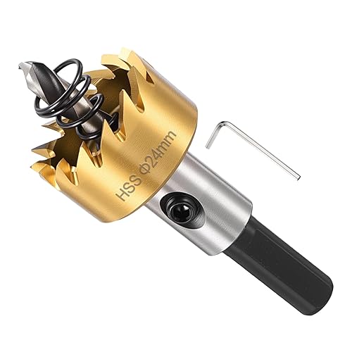 Miniatura 32 de METALLIXITY Kit de sierra perforadora de 0.689 in (11/16 pulgadas), cortador de agujeros de acero de alta velocidad M35 con broca central, llave