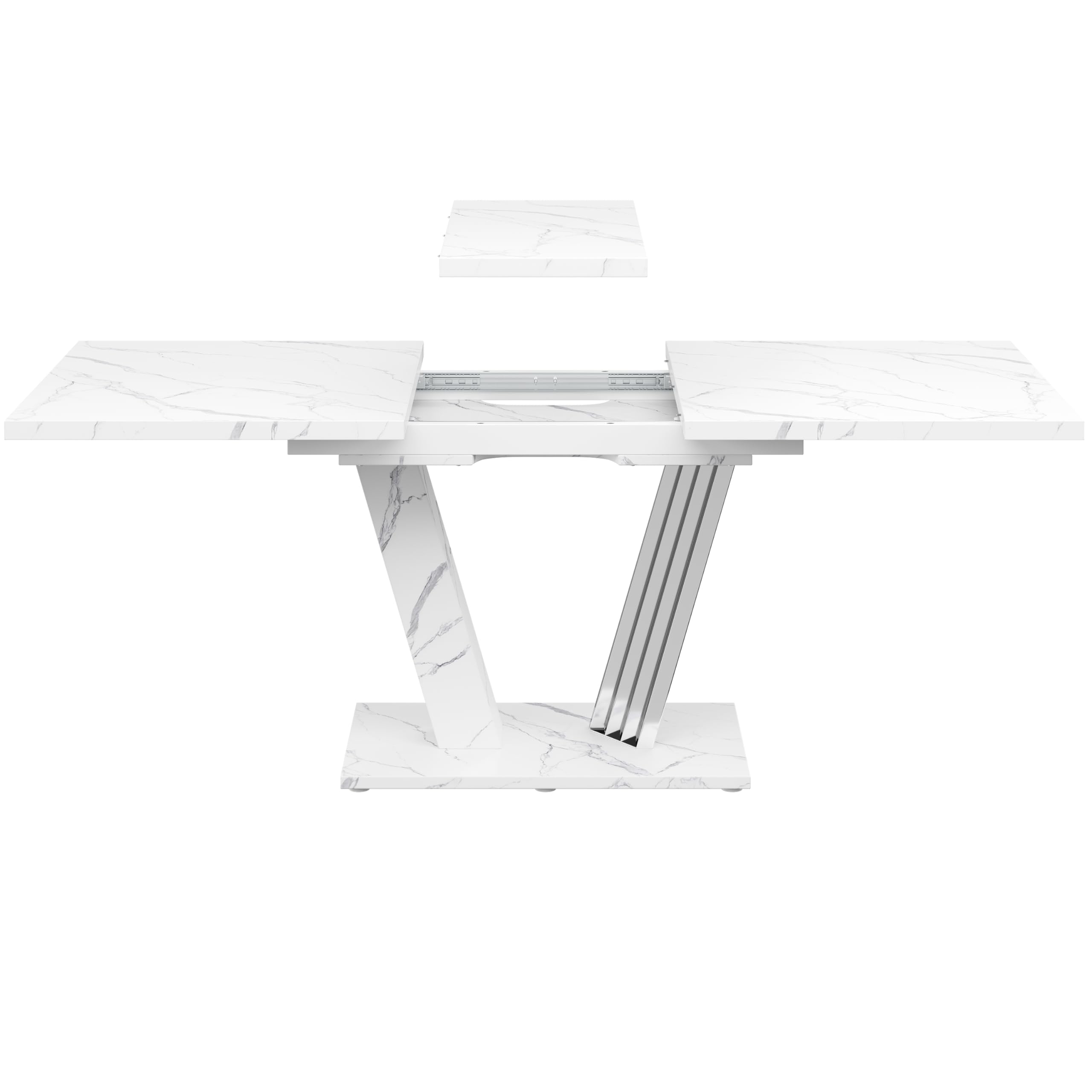 Kebnor Tavolo allungabile 120 – 160 x 80 x 76 cm – Tavolo da cucina con foglia estraibile e struttura a farfalla per cucina e soggiorno (bianco)