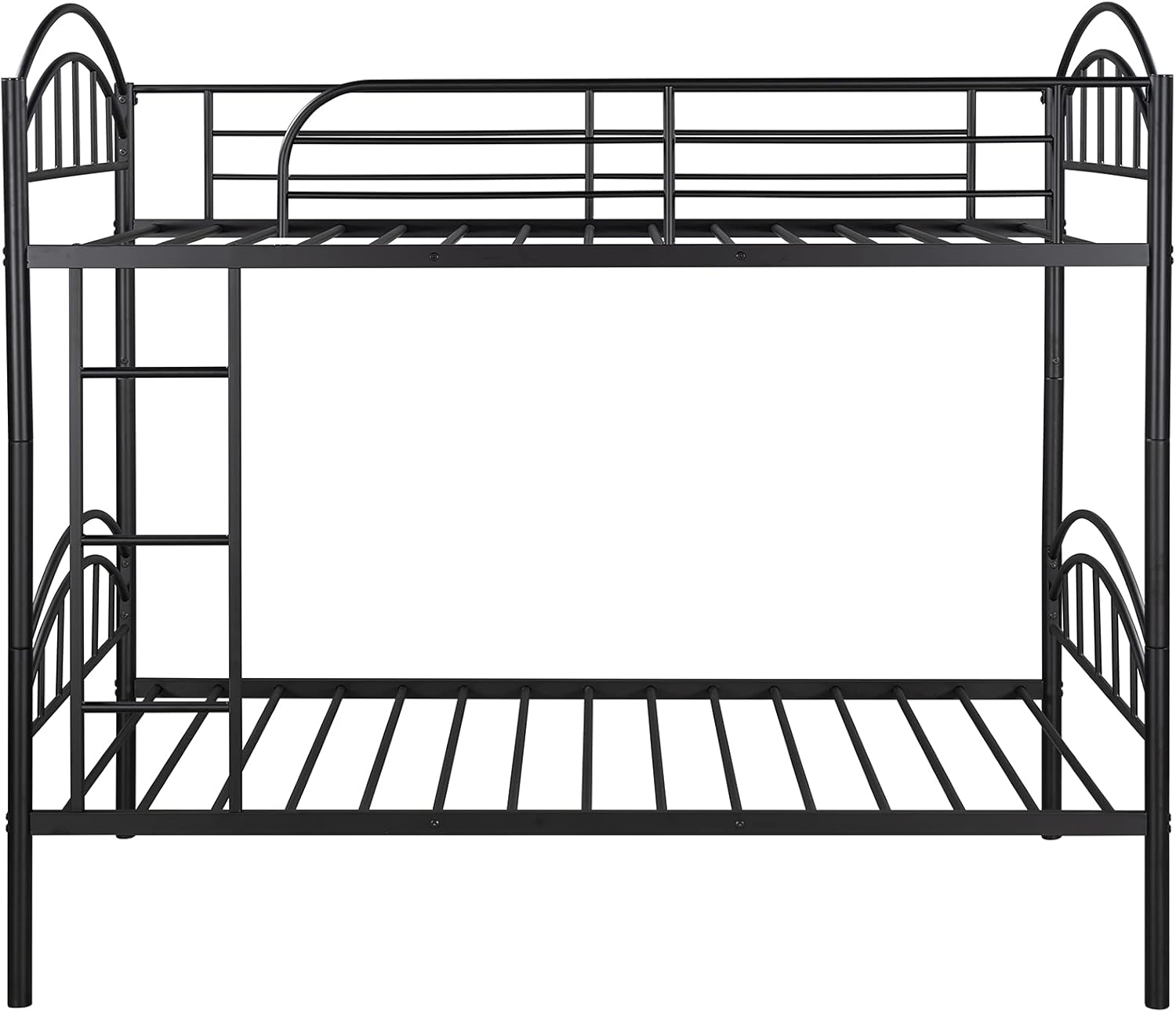 Bunk Bed Twin Over Twin ,Metal Bed Frame, Heavy Duty Bunk Beds, Bunkbed, Double Bed, Individual Twin Bed, Stackable Bunker Bed For Boys, Girls, Kids With Removable Ladder Safety Guardrail (Black)