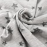 jersey stoff sterne glitzer 100% Baumwolle Neumann Handelsvertrieb Jersey Stoff 100% Baumwolle 165 cm Breit (50 x 165 cm, Sterne Grau Groß)