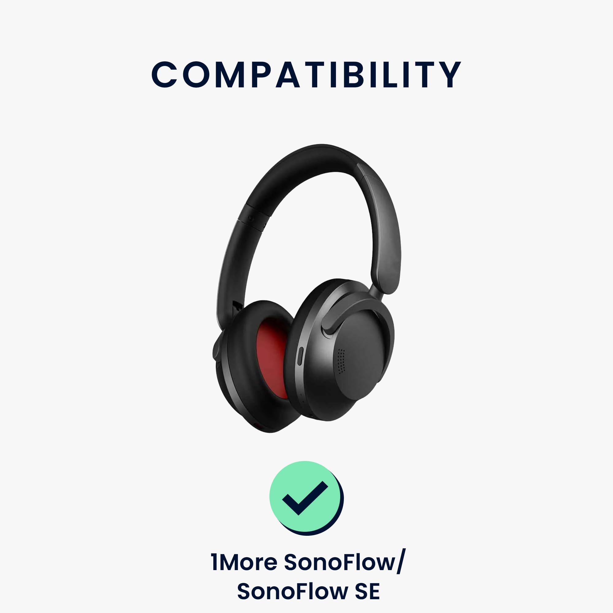 Coussinets D'Oreilles Remplacement Pour 1MORE SonoFlow / SE / Pro - Mousse Isolante, Cuir Protéiné, Confort Amélioré - 6