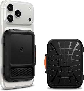Spigen Lock Fit MagFit Magnetic Wallet with 5 Cards for MagSafe & Pixel | Sturdy PC wallet with secure locking mechanism, non-slip grip and card and cash slot - Black