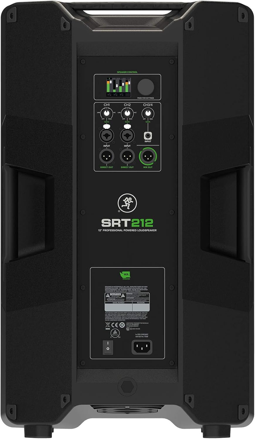 Mackie SRT212 Rear Panel Controls and Inputs