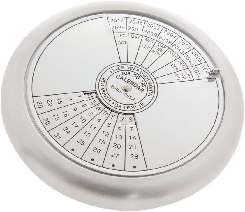 Kikkerland 50 Year Calendar Paperweight (CAL50), Silver