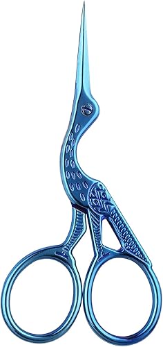 Tijera de coser Retro Sastre Tijera en forma de grúa Coser Pequeño Cizalla Color Brillante para el Hogar Azul