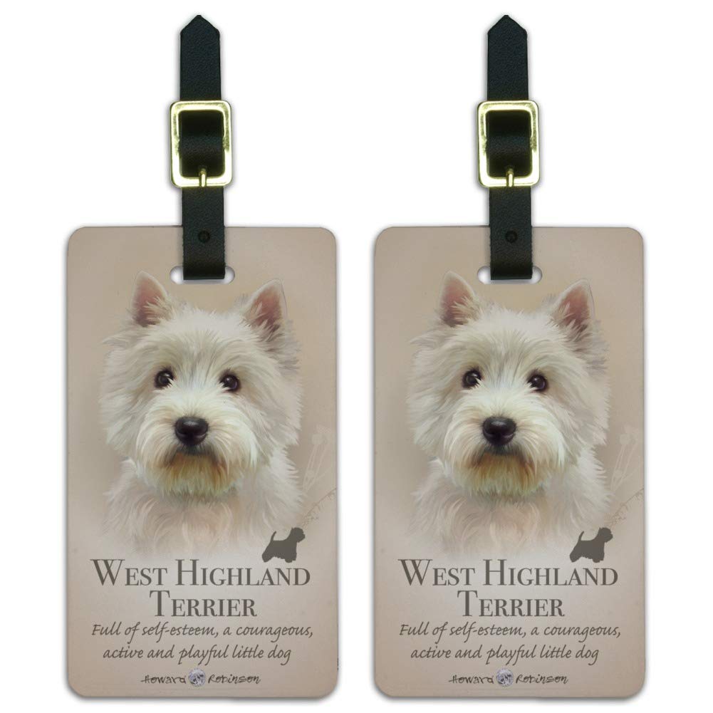West Highland Terrier Westie Dog Breed Luggage ID Tags Carry-On Cards - Set of 2