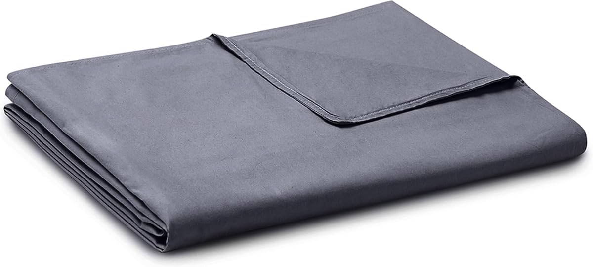 YnM Exclusive Cotton Duvet Cover for Weighted Blankets with 16 Strings (Dark Grey, 48"x72")