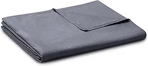 YnM Exclusive Cotton Duvet Cover for Weighted Blankets with 16 Strings (Dark Grey, 48"x72")