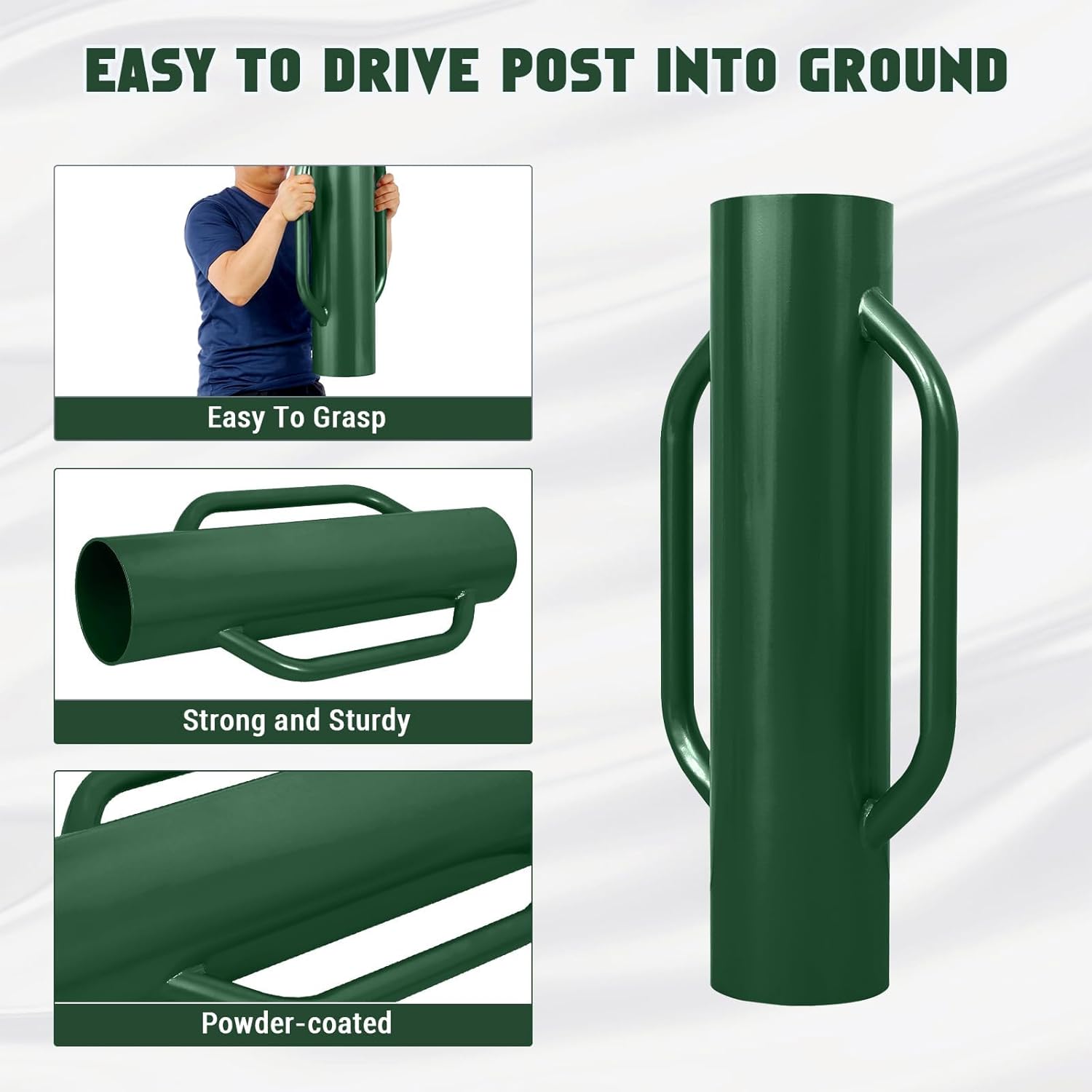 28 Inch Fence Post Driver 37LB T Post Driver with Handle Heavy Duty Hand Post Pounder with Handle for U Fence Post Wooden Post,Green