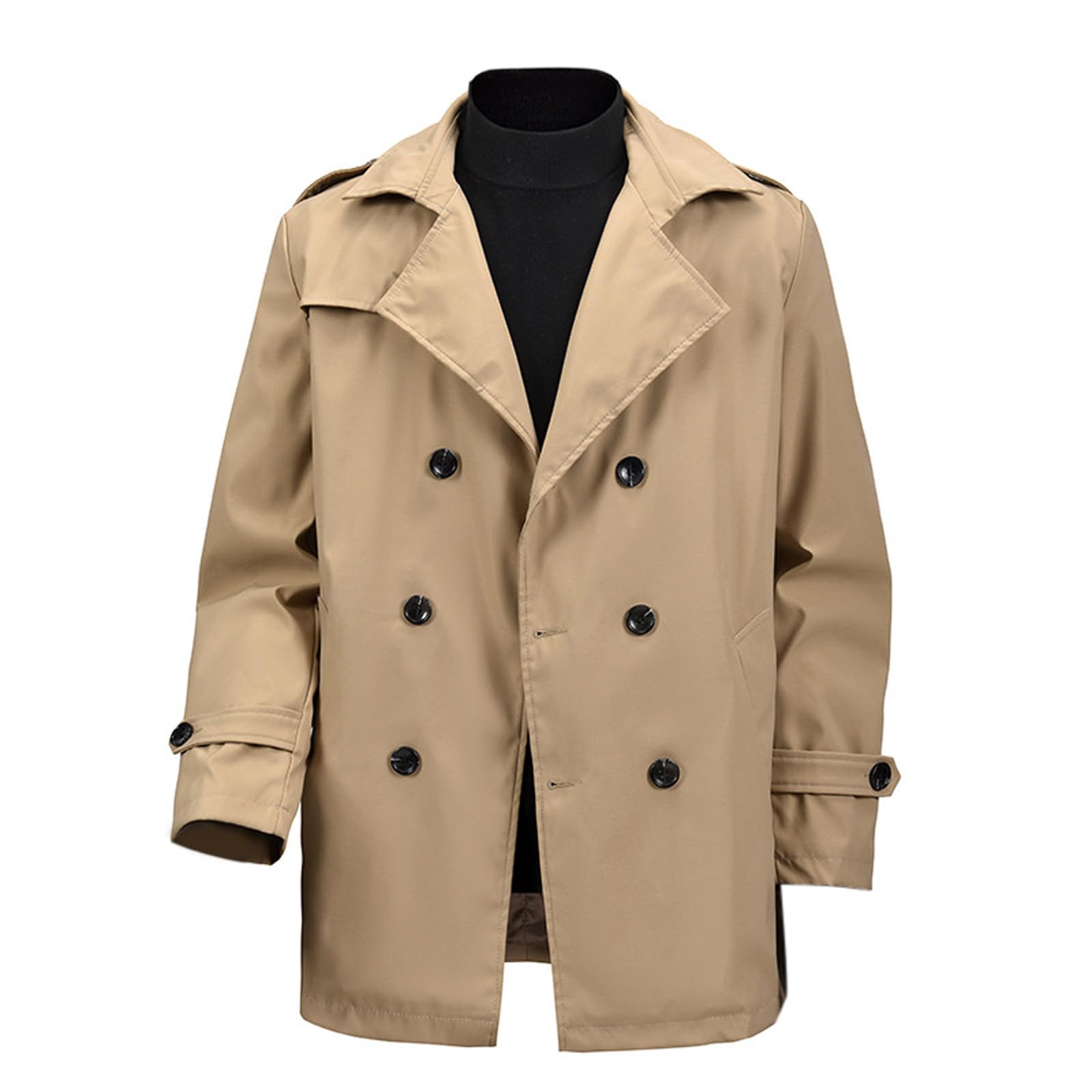 Trench Coat - Giacca a vento leggera da uomo, doppiopetto, colore puro, cappotto invernale elegante, stile Inghilterra