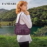 FANDARE Duże torebki damskie Vintage Crossbody Torba na ramię Wodoodporna PU Skóra do podróży Praca Szkoła Zakupy Przełączanie Crossbody Bag, Fioletowy, L, Elegancki