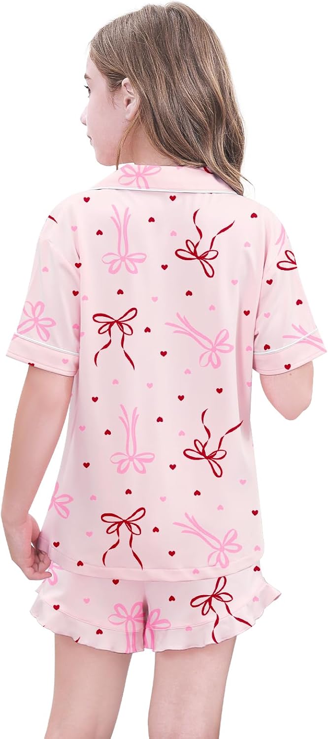 Umeyda Girls Pajamas Set Ruffle Soft Button-Down Sleepwea Nightwear 2Pjs Set Loungewear,5-14 Years - Image 6