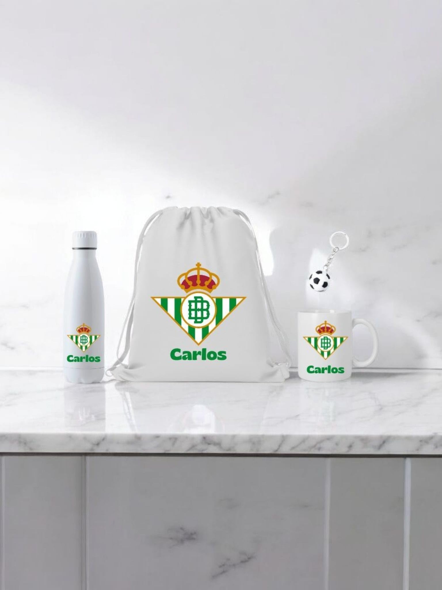 Genérico Escudo Real Betis - Personalizado con Nombre - Regalo Real Betis para los Fans de Futbol - Packs Regalo - (Escudo Real Betis)