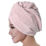 shlutesoy Solid Color Microfiber Bath Towel Hair Dry Hat Absorbent Quick Drying Shower Cap for Women Pink