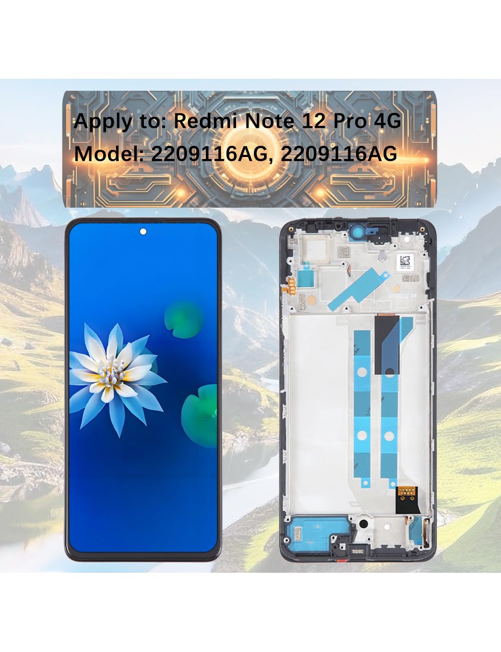 H&LYCYJ Display Schermo per Xiaomi Redmi Note 12 Pro 4G TFT ‎2209116AG 2209116AG Schermo LCD Kit di Ricambio Assembly con Cornice