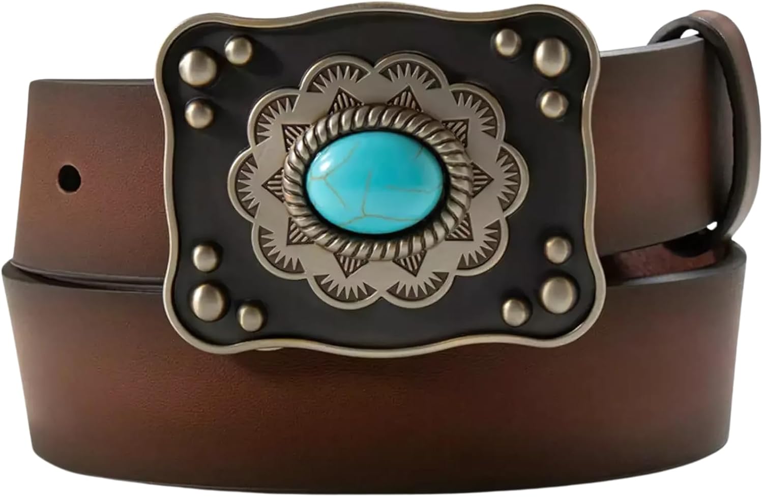 ARIAT Girl's Turquoise Stone Plate Buckle Leather Belt
