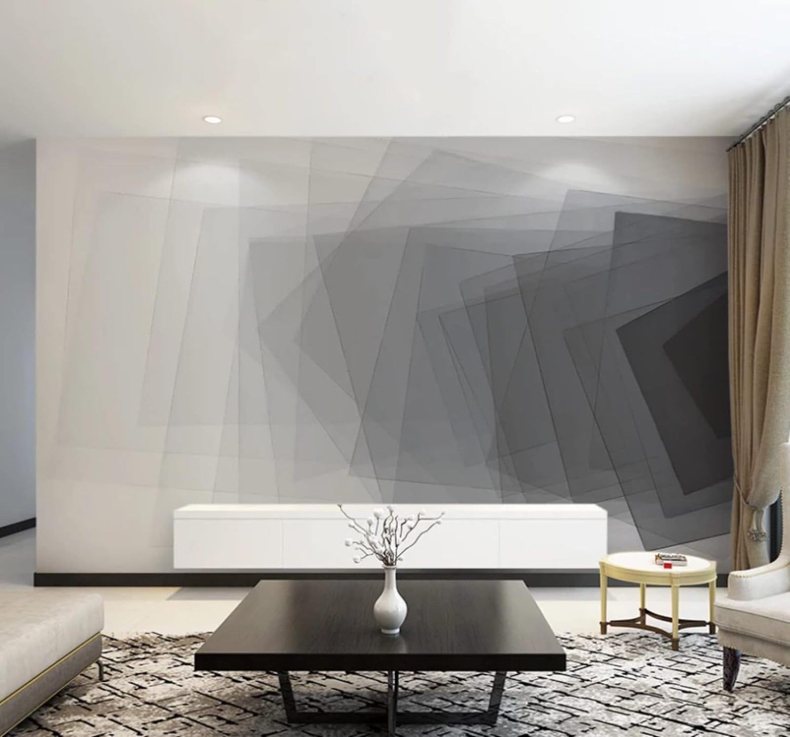 Wallpaper-3D-Xlm 430Cm×300Cm(B×H) Minimalist Creative Three Dimensional Grey Geometric 3D Wallpaper Easy Install Feature Office Living Room Sofa Bedroom Tv Background Wall Decoration-430Cm×300Cm