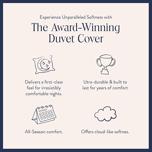 Miniatura 3 de Brooklinen Funda de edredón de satén de lujo, 100% algodón, tamaño individual/individual XL, color azul abismo con lazos en las esquinas extralargos