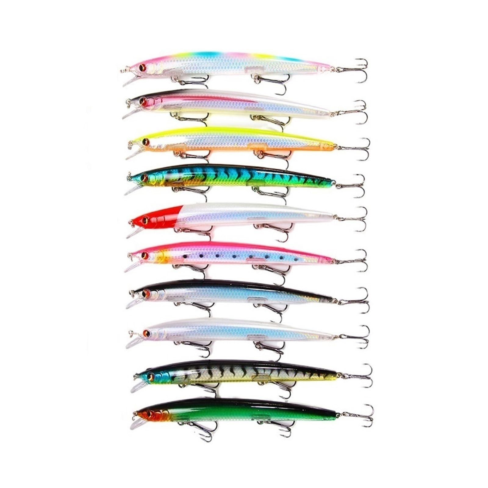 Kunstköder 10 Teile/los Lange Minnow Angeln Locken 13cm 15g Schwimmende Harte Wobbler Crankbait 3D Augen Künstliche Köder Trout Pike Karpfen Angeln Kunstköder Gummifische