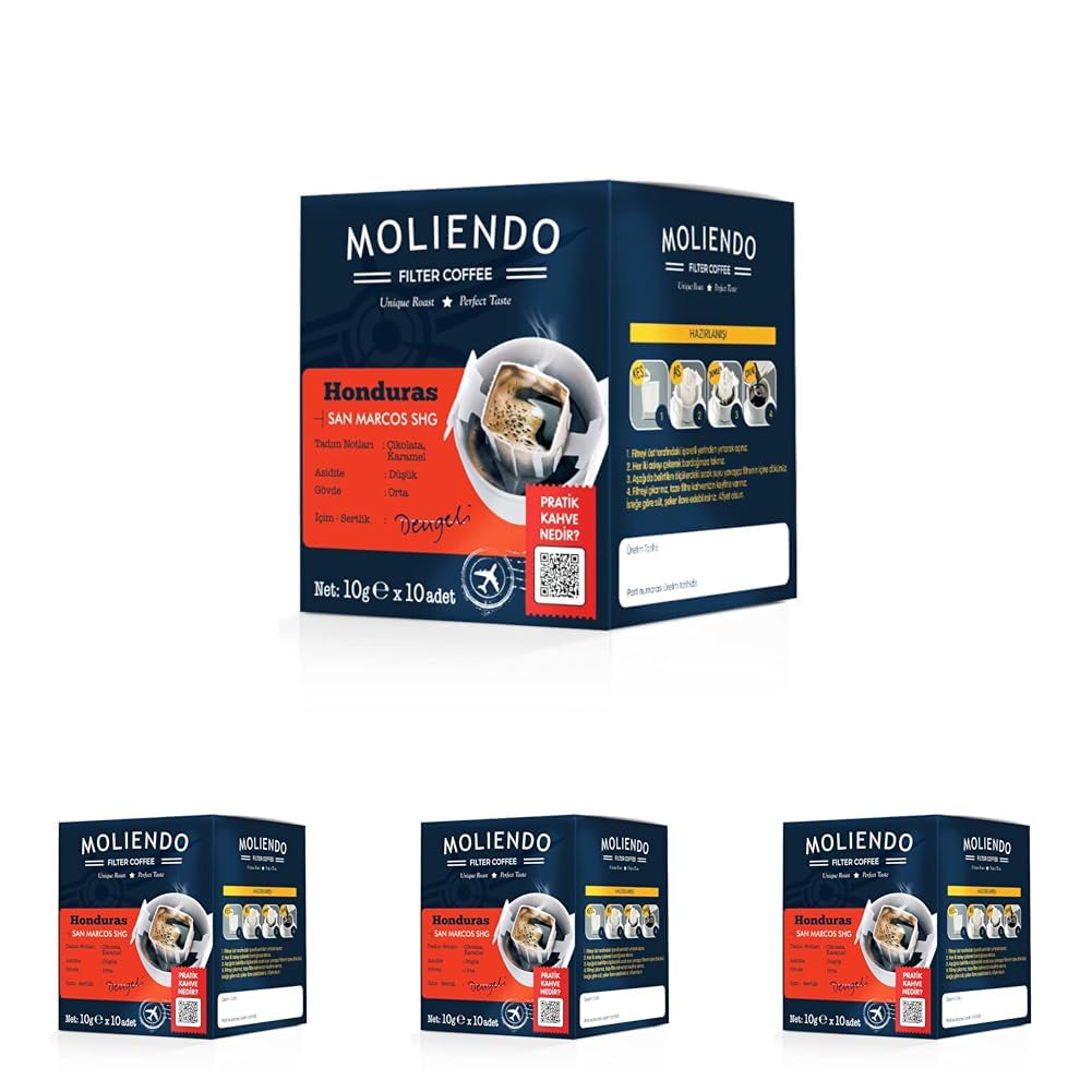Moliendo Honduras San Marcos Shg Pratik Filtre Kahve 10x10 g (4 paketi)