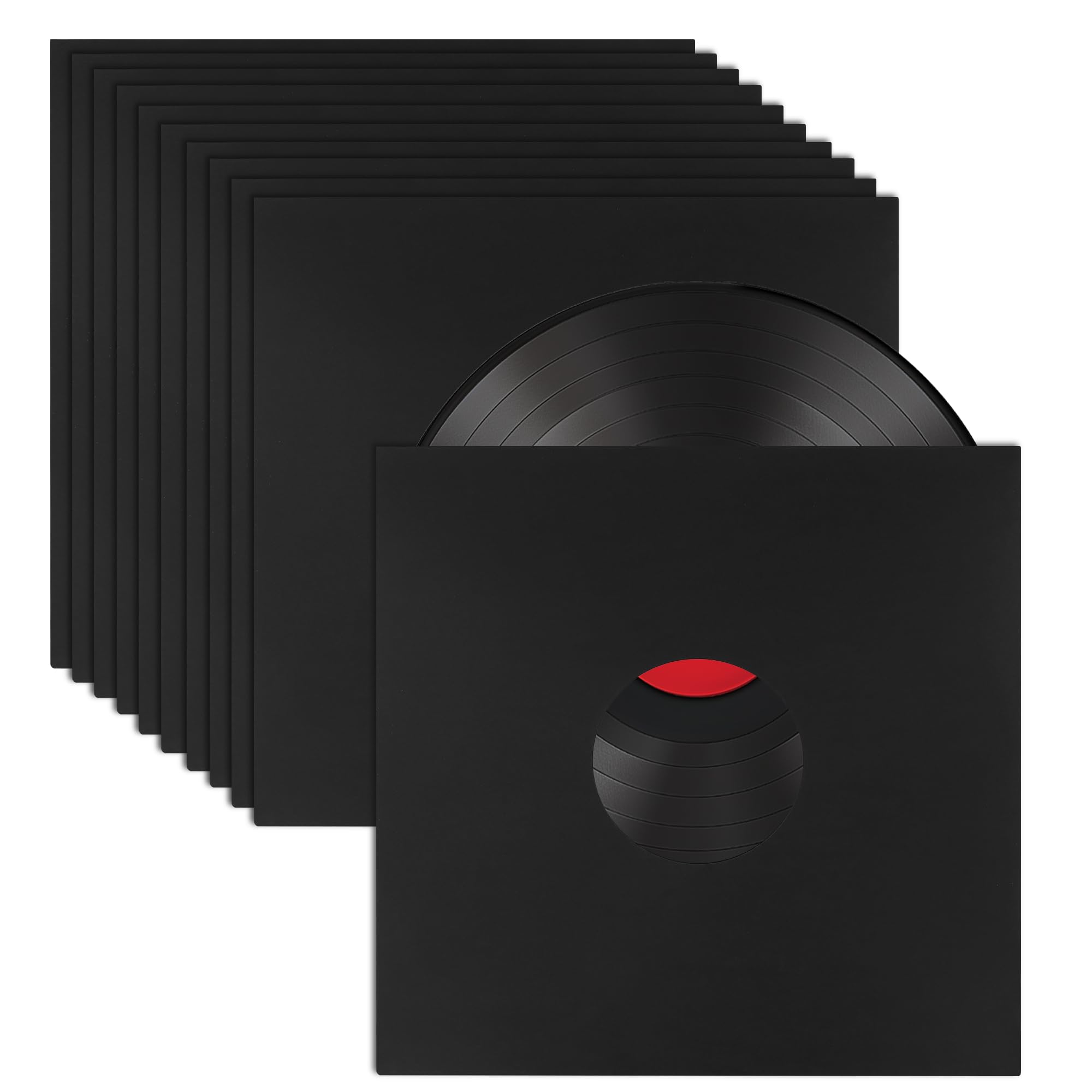10 Stück Schallplatten Schutzhüllen, 12 Zoll (31x31cm) Papier Innenhüllen Schwarz mit Mittelloch, Für Vinyl LP Sammlung und Aufbewahrung