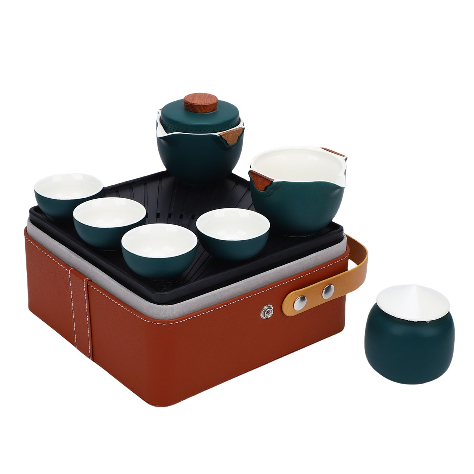 Przenośny Zestaw do Herbaty Gongfu z Ciemnozielonym Czajnikiem i Filiżankami do Podróży Zaprojektowany dla Miłośników Herbaty Premium Ceramic