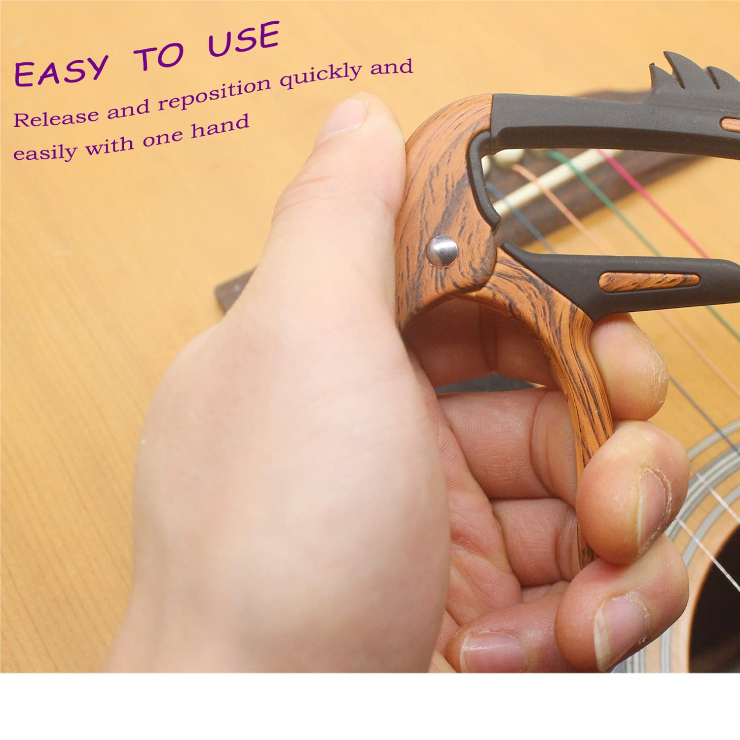 Cejilla de guitarra 2 en 1 con diseño de flamencos de zinc y metal para guitarras acústicas y eléctricas (con soporte para púas y 3 púas), ukelelele, mandolina, banjo, accesorios de