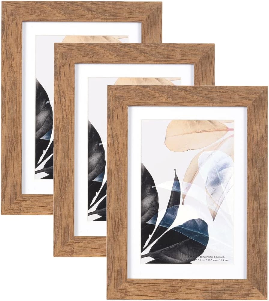 Brown Wooden 7x5 Photo Frames Set of 3, Picture Photo Frame 6x4 with