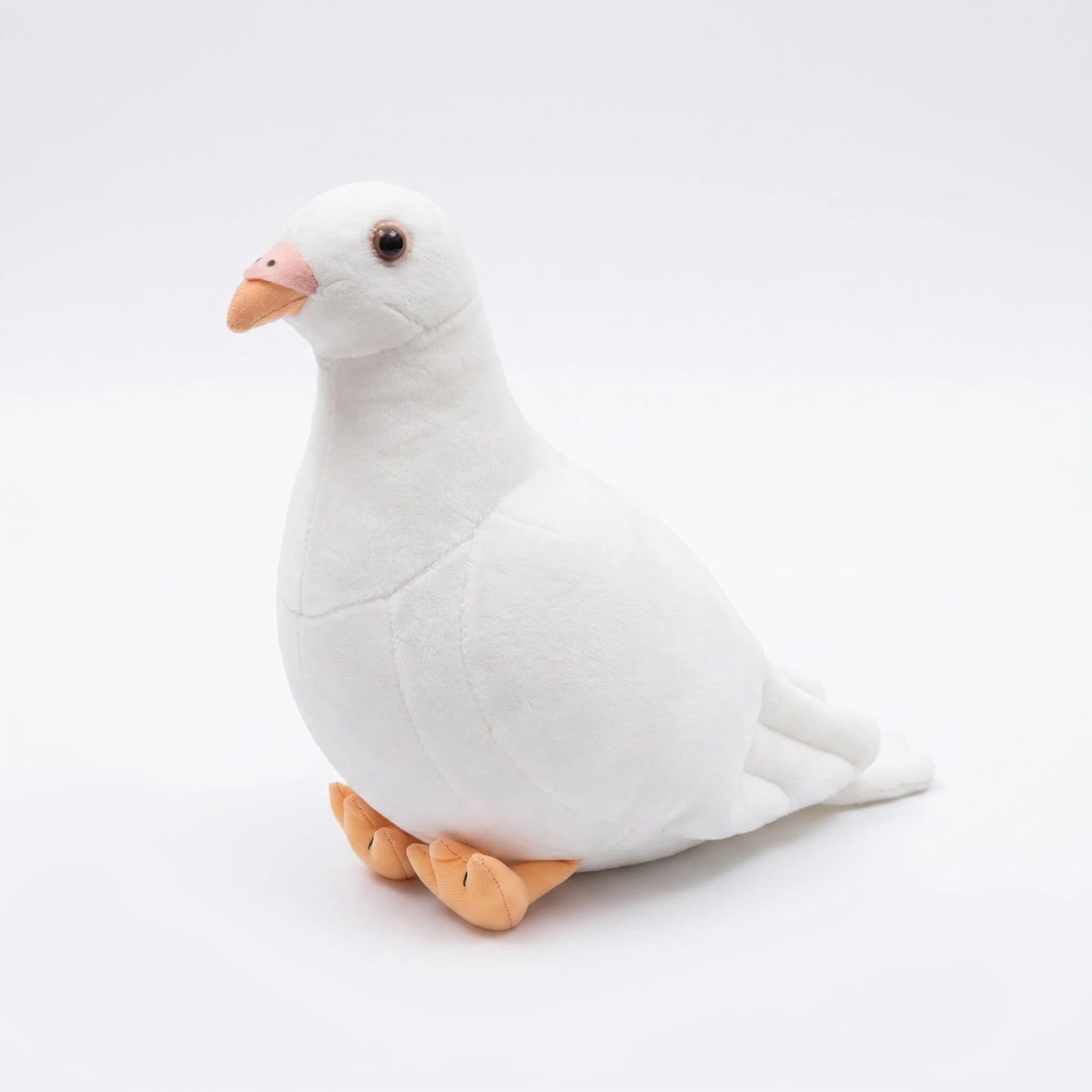 Satiskid Pigeon Plush Toy, Simulation Pigeon Plush Doll, Soft Cute and Lifelike Peace Bird, Home Decoration Animal Toys, Animal Gift for Kids (White)