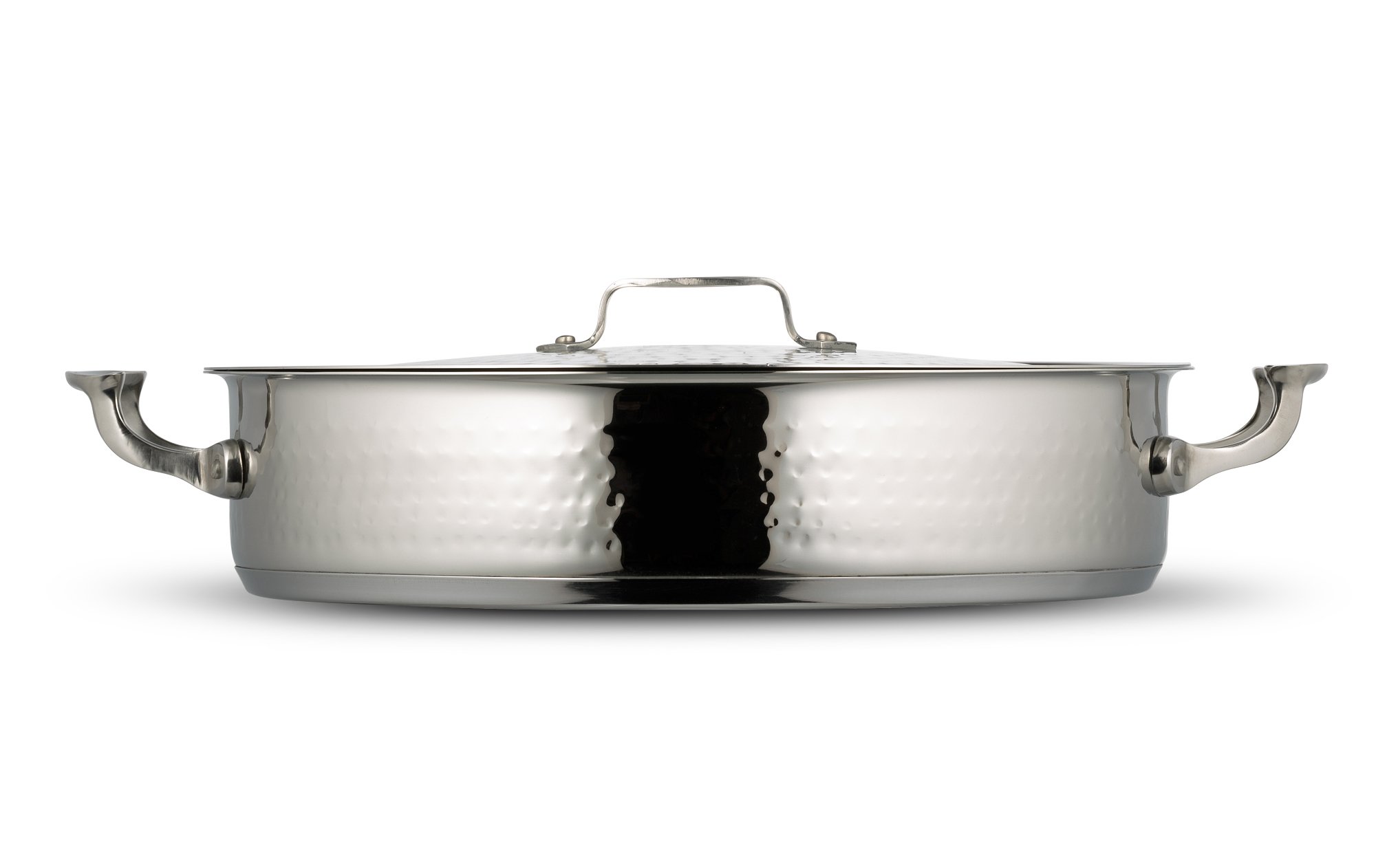 Bon Chef 60032HF Stainless Steel Induction Bottom Cucina Pot with Cover, Hammered Finish, 9 Quart Capacity, 14-5/8
