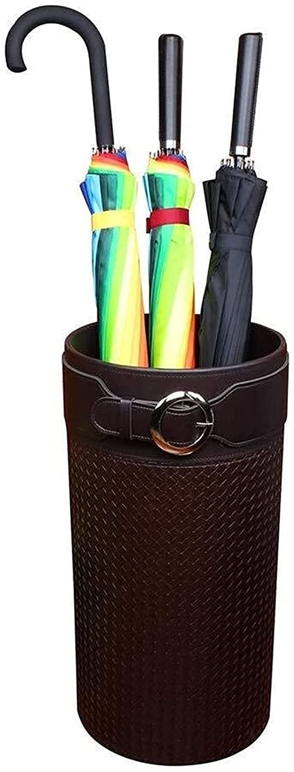 Porte-Parapluie Cuir Marron 25X50cm Seau Rangement Couloir Entrée