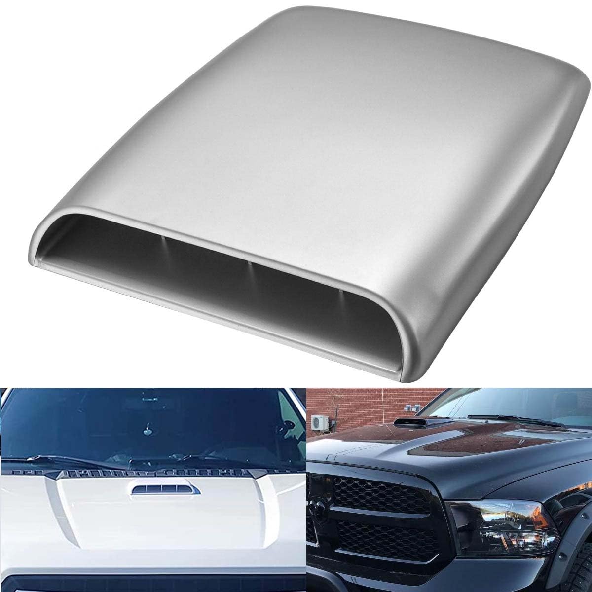 Universal Car Air Flow Decorative Intake Hood Scoop Turbo Bonnet Vent Cover (Silver)