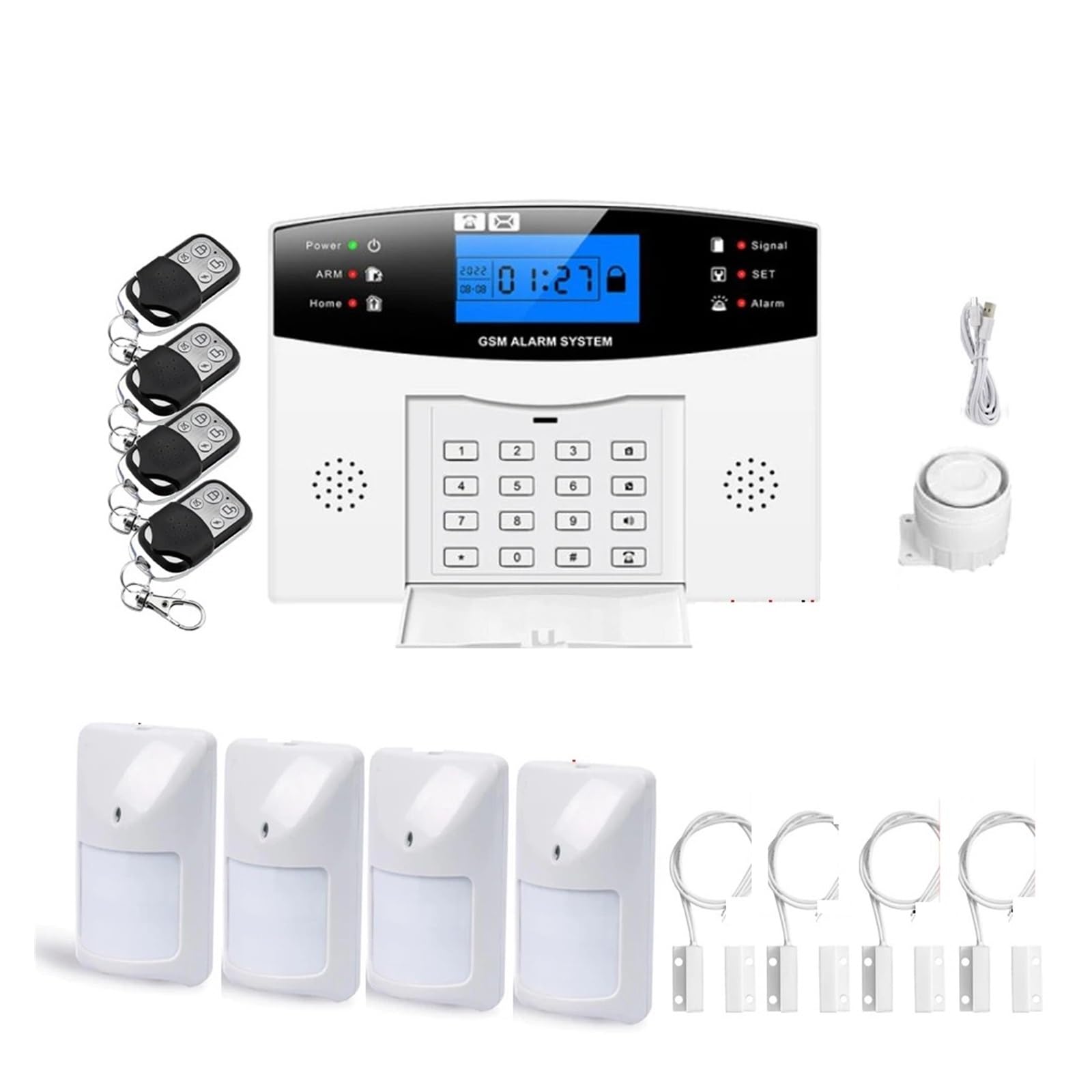 Tuya Wifi Wireless Home Security GSM Alarm System Remote Control Auto Dial PIR Door Sensor Siren Remote Monitoring(Kit N)