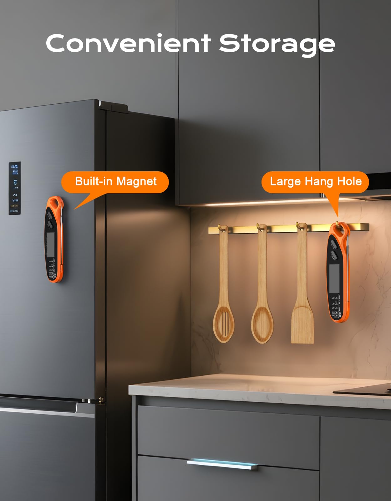 Digitales Fleischthermometer zum Kochen mit Doppelsonde, großer Hintergrundbeleuchtung & Kalibrierung, sofortiges Ablesen von Lebensmittelthermometern für Süßigkeiten, Ofen, Grill, BBQ, Smoker