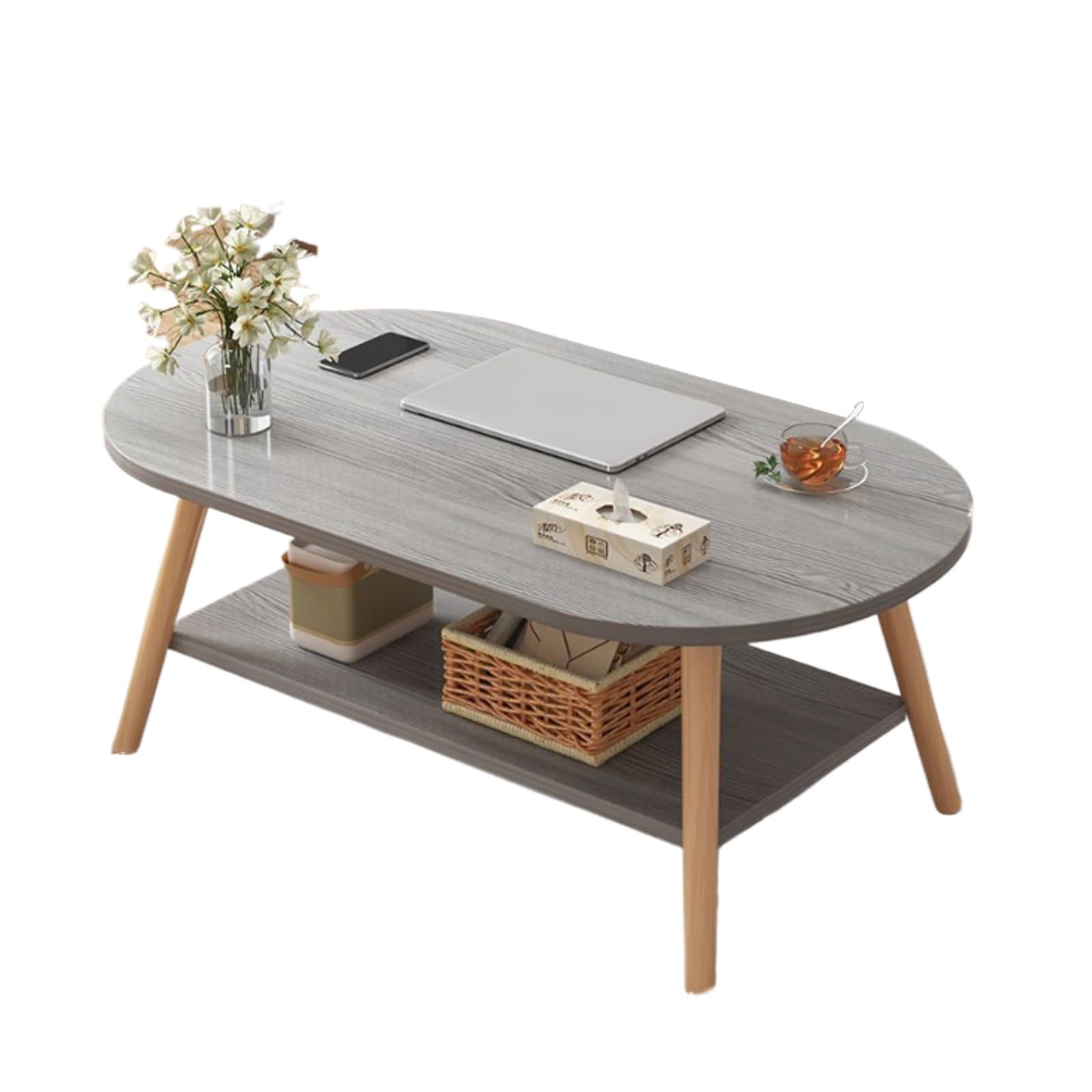 Tables basses modernes double couche pour optimiser le rangement du salon