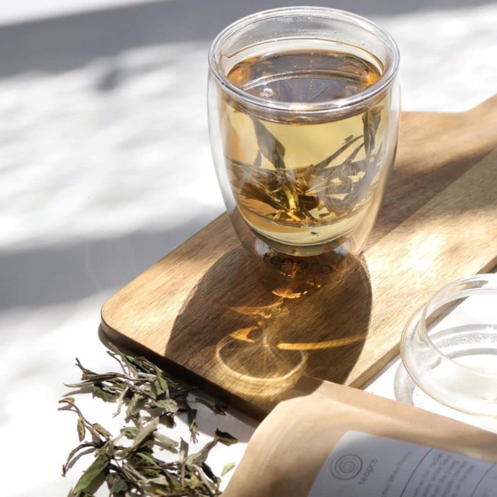 Infuseur à thé à double paroi en verre de 350 ml avec passoire transparente et couvercle | Coffret cadeau pour théière | Mug diffuseur pour une personne | Passoires à thé pour thé en vrac (2)