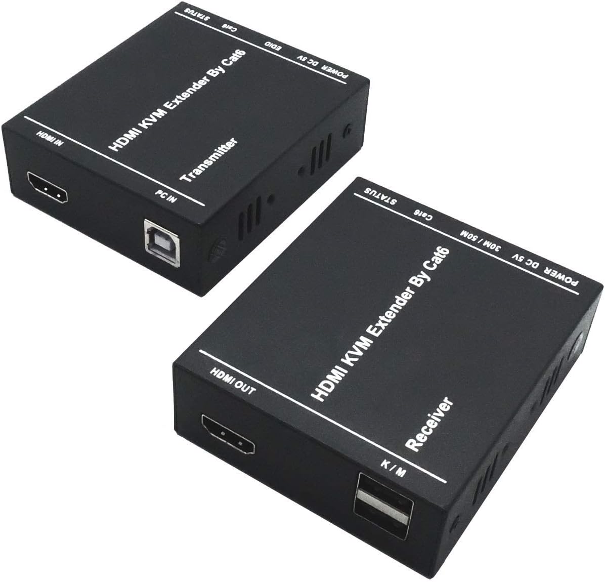 PW-HT208HKM HDMI KVM Extender Over TCP/IP up to 165ft/50m Cat5e/Cat6/Cat7 Support HD 1080P USB Keyboard & Mouse Ethernet IR Network (UTP+RJ45+Transmitter + Receiver)