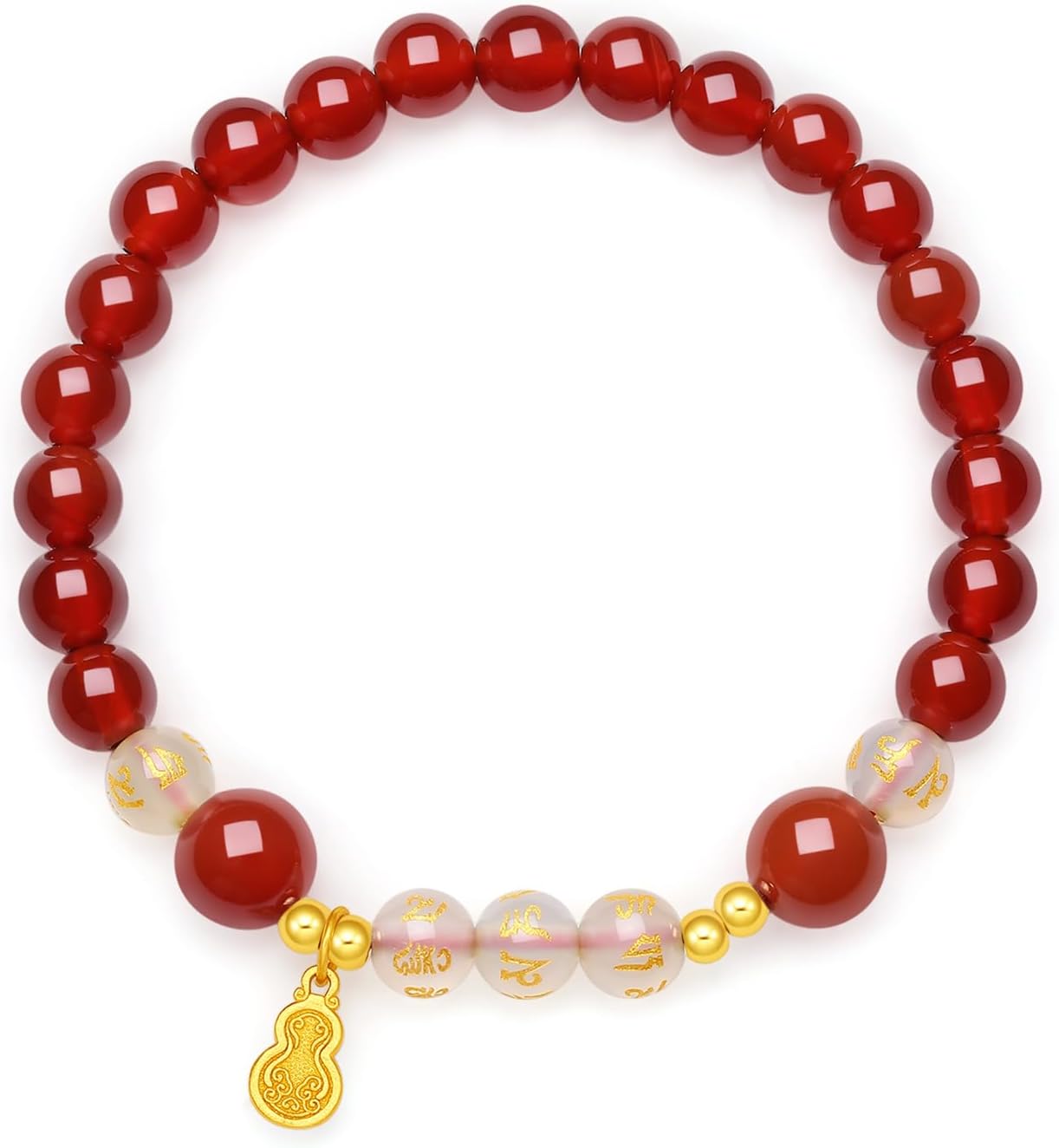 Sterling Silver Bracelet Silver Agate Chalcedony Gourd Bracelets Natural Healing Gemstones Stretch Bracelet for Women Mom Daughter Lover Birthday 6.7" J1916078 - Image 6