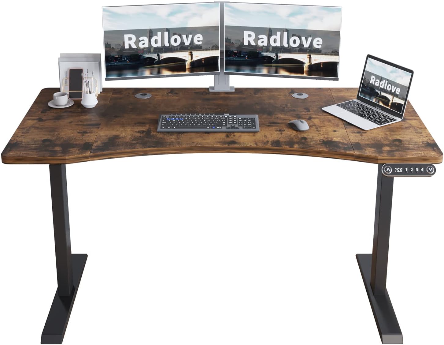 Dual Motor Height Adjustable Standing Desk, 63 x 30'' Radlove Height